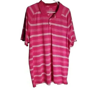 Oakley Hydrolix Pink Striped Regular Fit Collared Golf Polo Shirt XL